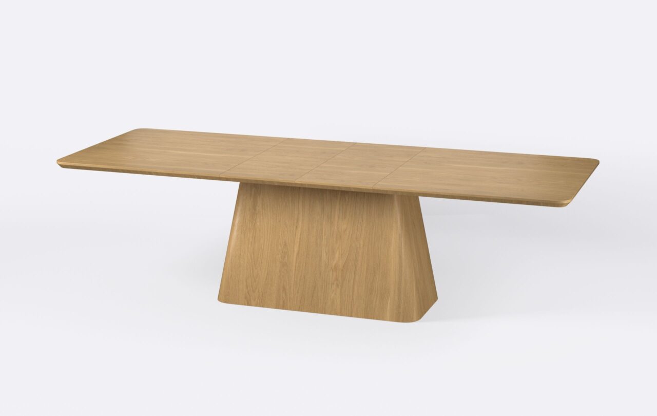 Stół do salonu rozkładany, poszerzony o dwie wkładki.