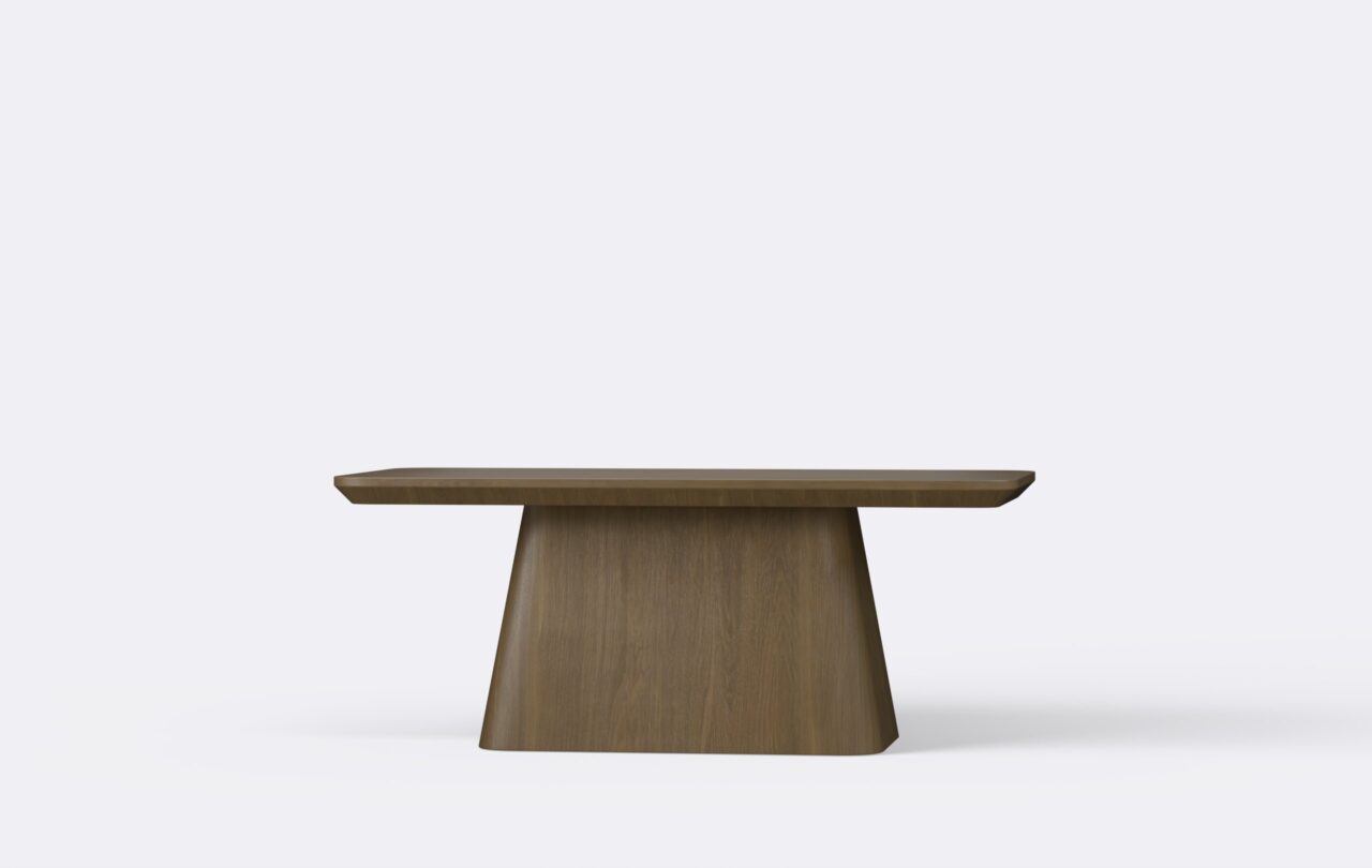 Nowoczesny stolik kawowy na jednej nodze, idealny do dużego salonu.