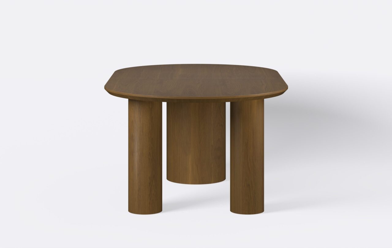 dębowy stół owalny do kuchni, stół na trzech nogach.