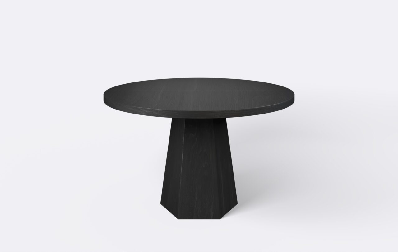 Okrągły stół na jednej nodze z funkcją rozkładania, kolor czarny.