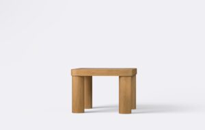 Stolik kawowy kwadratowy z obłym blatem, kolor naturalny dąb.