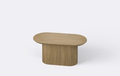 Stolik do salonu ryflowany, owalny blat, dębowy.